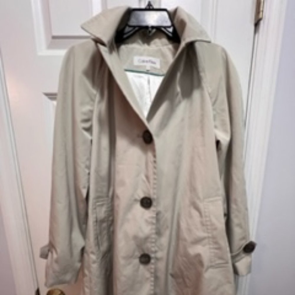 Calvin Klein small trench coat with removable hoodie nwot